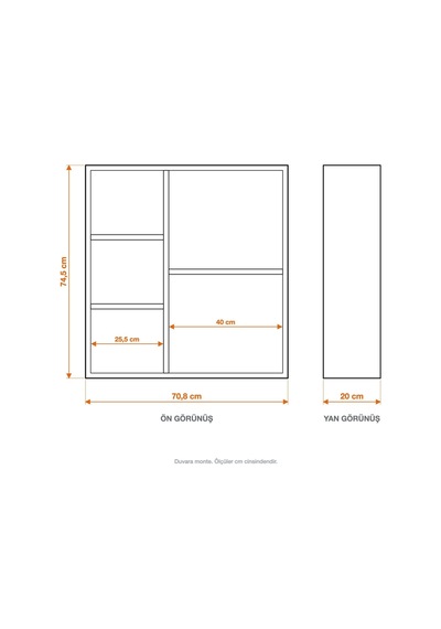 Tr Kaunos 5 Gözlü Duvar Rafı Banyo 70,8x74,5 Cm, Atlantik Çam Diğer