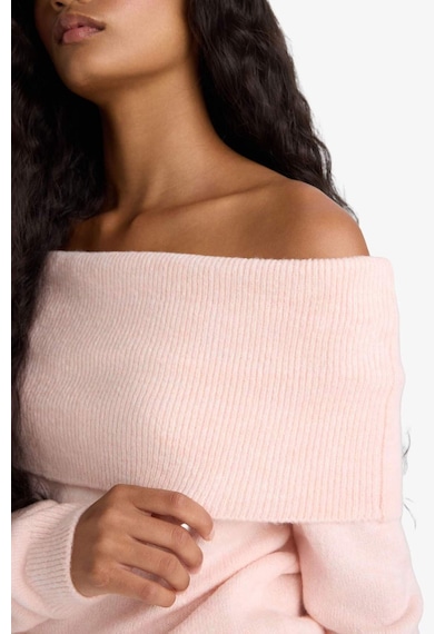 Defacto Regular Fit Omuzu Açık Kazak F3029ax25wnpn41 Pembe