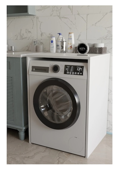 Modern Çamaşır Makinesi Kaplama Dolabı Tezgah Koruyucu Çok Amaçlı Banyo Düzenleyici Beyaz