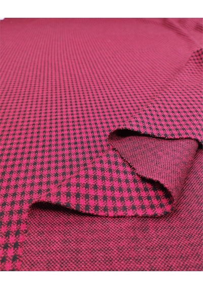 Kırmızı Siyah Pötikareli İnce Esnek Jakarlı Örme Kumaş Hırkalık & Kazaklık 140x200cm-12661 Kırmızı,siyah