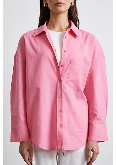 Never More Lendy Keten Gömlek Pembe Pembe