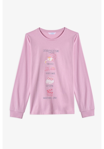 Penti Pembe Kız Çocuk Caturday Night Uzun Kollu Pamuklu 2'li Pijama Takımı