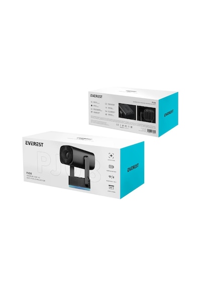 Everest Pj08 Taşınabilir Şarjlı 5200 mAh RGB 720P HD 4K Android 11 HD Projeksiyon