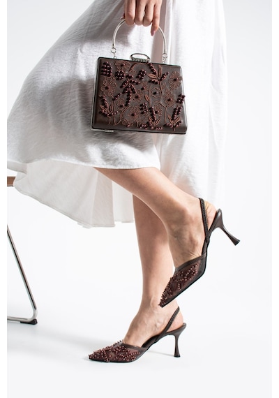 Lebibe Shoes Meggıe Kahve Ayakkabı Çanta Kombin Sivri Burun 7cm Topuklu İncili Slingback Ayakkabı Ve Çanta Seti Kahverengi Lebibe Shoes Meggıe Kahve Ayakkabı Çanta Kombin Sivri Burun 7cm Topuklu İncili Slingback Ayakkabı Ve Çanta Seti Kahverengi