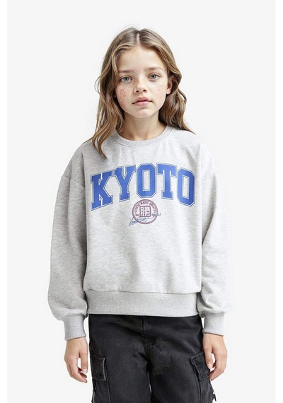 Defacto Kız Çocuk Relax Fit Bisiklet Yaka Slogan Baskılı 2li Sweatshirt E6473a825aubk81 Siyah