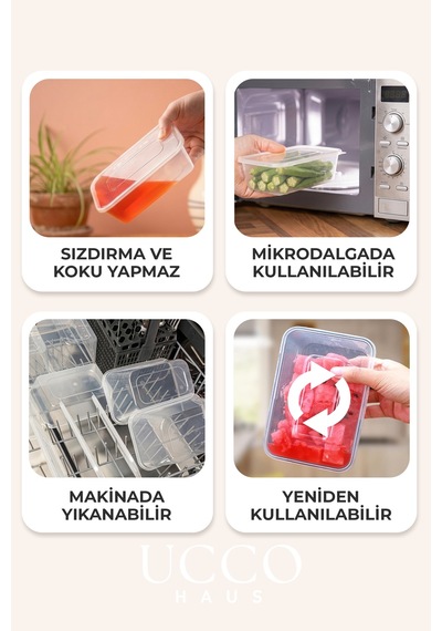 20 Adet 650 Ml Buzluk & Mikrodalga Sızdırmaz Saklama Kabı Seti Buzluk Organizer Şeffaf