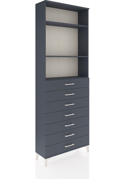 Arges Dolap 3 Raflı 7 Çekmeceli 88x30x243 Antrasit-antrasit Antrasit