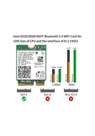 Intel AX201NGW Wi-Fi 6 Dual Band M.2 Wi-Fi Card