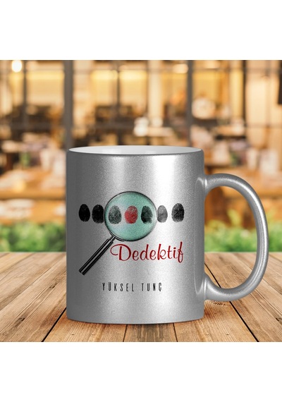 Kişiye Özel Mesleki Dedektif Gümüş Yaldızlı Kupa Bardak - 2