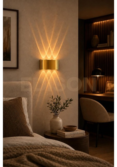 Tr Gold Led Aplik, Amber Işık, Modern Dekoratif Duvar Lambası, 18x9.5 Cm, İç Mekan Aydınlatma Diğer