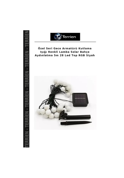 Özel Seri Gece Armatürü Kutlama Işığı Renkli Lamba Solar Bahçe Aydınlatma 5m 28 Led Top Rgb Siyah