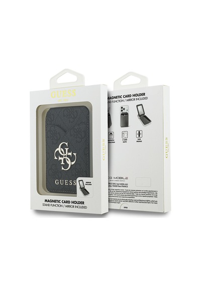 Guess Aynalı Magnetik Kartlık Metal Büyük 4g Logolu Ve Standlı Siyah