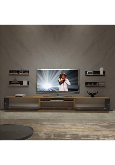 Decoraktiv Trendstyle 270r Mdf Tv Ünitesi Tv Sehpası Pera - Siyah Mermer