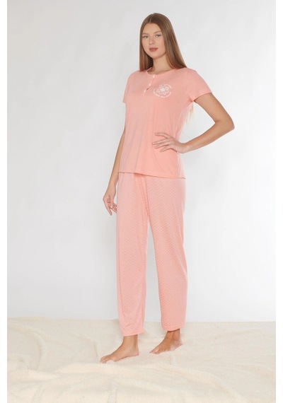 Alperi Kısa Kol Pijama Takımı Viskon 780-54 Koyu Somon