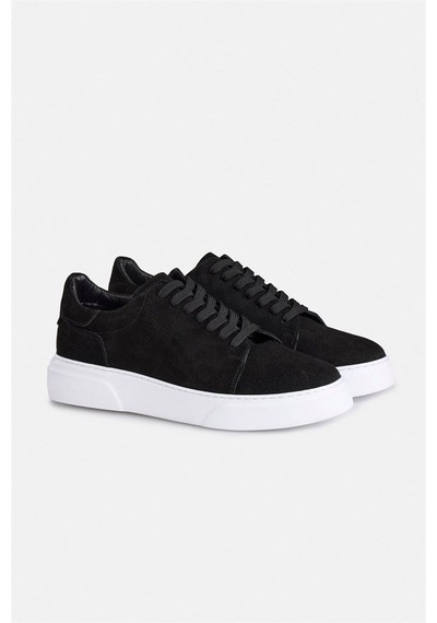Süvari Siyah Gerçek Deri Bağcıklı Sneakers Say2001500041-s09