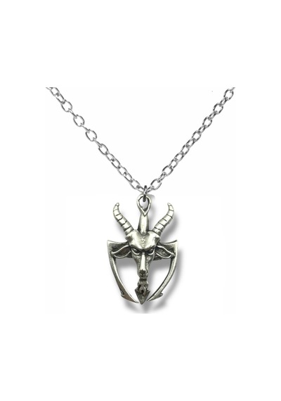 Pagan Keçi Şeytan Figürlü Gümüş Renk Unisex Kolye Gotik Ve Alternatif Takı Çok renkli
