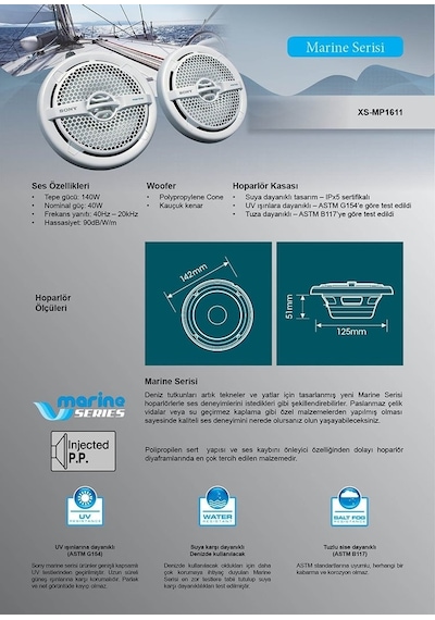 Sony  Xs-Mp1611  17  Cm  140  Watt  Marine  Hoparlör