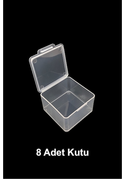 Plastik Şeffaf Küçük Kutu 4.5 x 4.5 x 2.5 CM 8 Adet Şeffaf