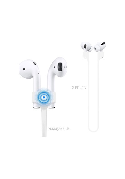 Manyetik Airpods Kaybolmaz Askı İpi Yumuşak Silikon, Güçlü Mıknatıs, Evrensel Uyum Beyaz Diğer