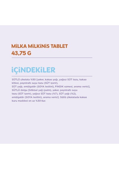 Milka Milkinis Sütlü Çikolata 87,5g - 6 Adet
