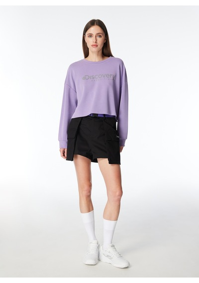 Discovery Expedition Lila Kadın Bisiklet Yaka Oversize Baskılı Sweatshirt D4sl-swt3030