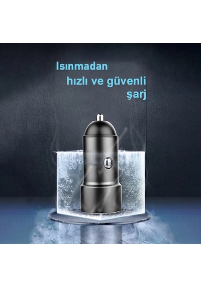 Araç Hızlı Şarj Aleti Oto Çakmaklık Çift Usb Girişli 3.1A Gri