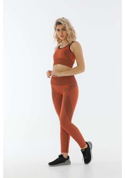 Maraton Active Slimfit Kadın Bisiklet Yaka Kolsuz Spor Bakır Bra 813055-Bakır