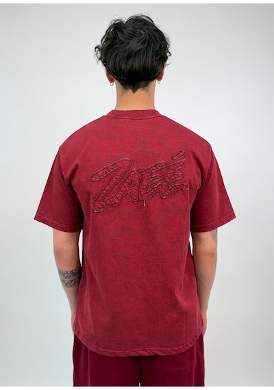 Zaee Nakışlı Oversize Tişört Bordo