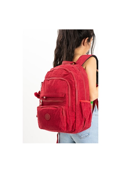 İthal Maymuncuk Hediyeli Ultra Hafif Çok Cepli Krinkıl Sırt Çantası Unisex Kırmızı