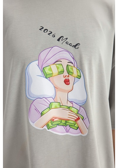 Mai Studios Co. Mood Oversize Gri T-shirt Gri