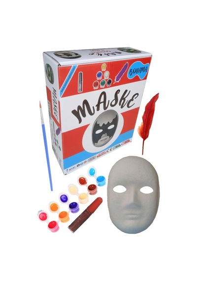 Karton Maske Boyama Seti 1 Paket İpek Fırçalı Akrilik Boyalı Boyanabilir Maske Okul Sınıf Etkinlik