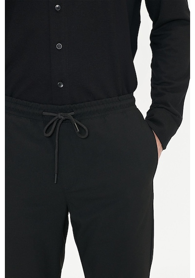 Ac&Co / Altınyıldız Classics Slim Fit Dar Kesim Beli Bağlamalı Yan Cepli Erkek Pantolon - Siyah