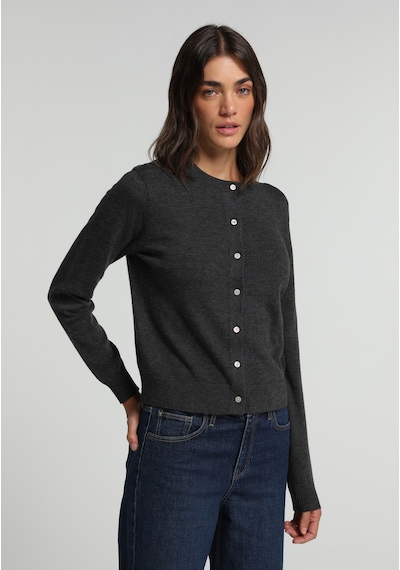 Colin's Colins Slim Fit Yuvarlak Yaka Düz Kadın Antrasit Hırka Cl1076473 Q1.v2 Anm Antra Melanj