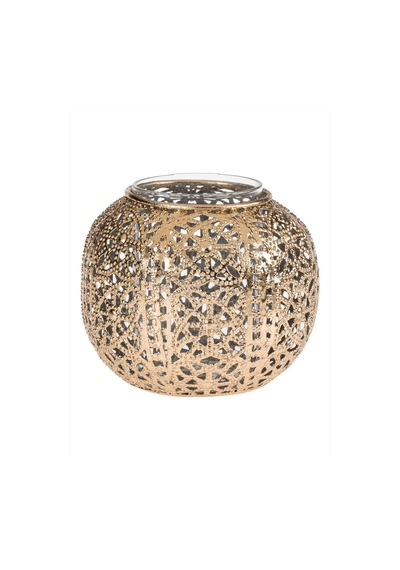 Pasabahce Ajur Metal Tealight Mumluk L Gold - 1 Adet Sarı