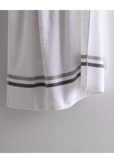 Madame Coco Rosabelle Pamuklu Banyo Havlusu - Beyaz/gri - 70x140 Cm 8684427297308