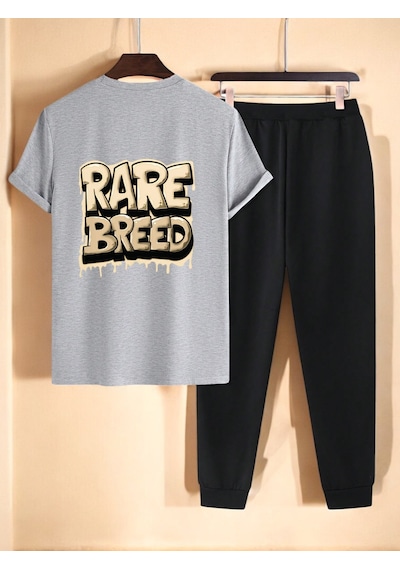 Uyguntarz Unisex Rare Breed Baskılı Eşofman Takımı Gri