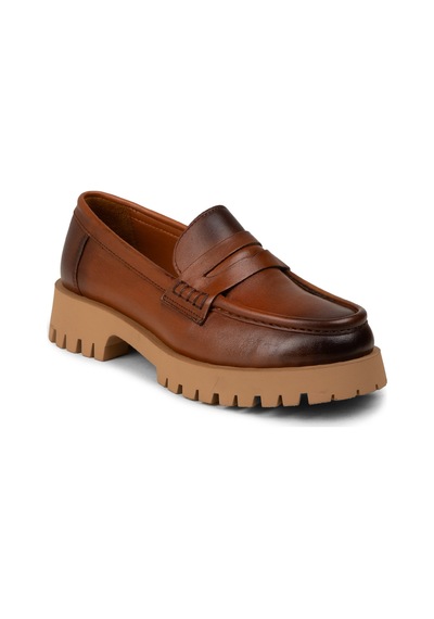 Deery Kadın Hakiki Deri Taba Rengi Loafer Ayakkabı - 02034ztbac02