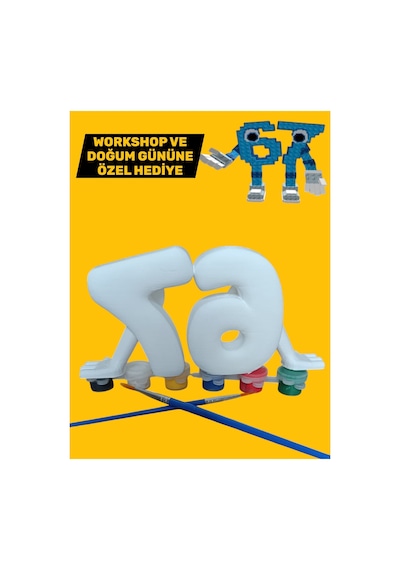 3d Six Seven 67 Roblox Figür Boyama Seti - Kendin Boya Hobi Ve Etkinlik Seti - Akrilik Boya + 2 Fırça