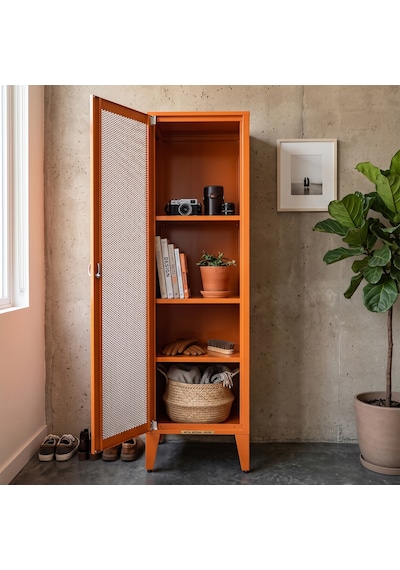 Alfafonet Ziglat Serisi Kilitli Metal Home Office Dolabı %70 Perfore Kapaklı Turuncu Ral 2004 450x1500x450 Mm