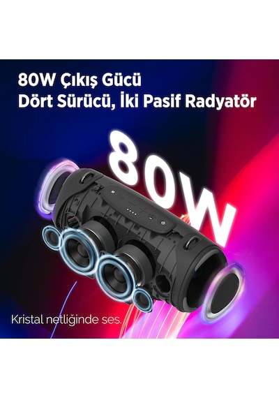 Nowgo Storm Lite 80w Rgb Super Bass Tws Party Speaker Taşınabilir Kablosuz Bluetooth Hoparlör