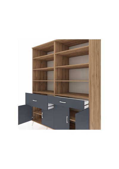 Kronos Gardrop 10 Raflı 2 Çekmeceli 4 Kapaklı 176x59x221 Çam-antrasit Antrasit Kronos Gardrop 10 Raflı 2 Çekmeceli 4 Kapaklı 176x59x221 Çam-antrasit Antrasit