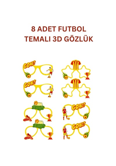 Sarı Kırmızı Futbol Temalı Doğum Günü Parti Seti İyi Ki Doğdun Banner, Tavan Sarkıt, Gözlük, Pasta Süsü Ve Mısır Kutusu