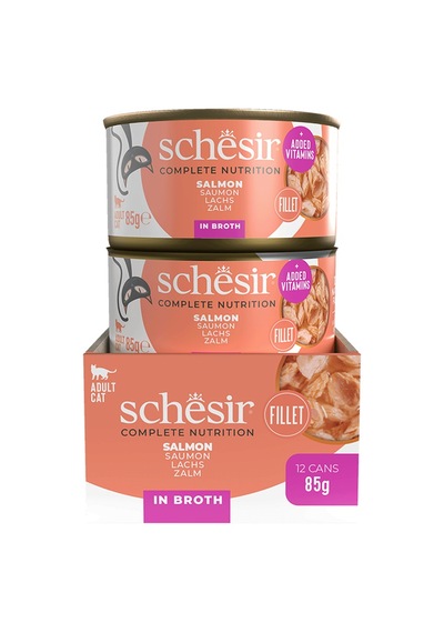Schesir Somonlu Pişirme Suyunda Yetişkin Kedi Konservesi 85 Gr 12'li Paket