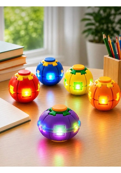 Spin Ball Led Işıklı Bas Döndür Stres Giderici Renkli Mekanizmalı Fidget Spinner Top Oyuncak Fırfırik 7 Cm