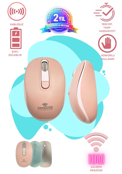 Kablosuz Wireless Mouse Pembe Diğer