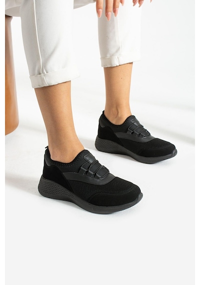 Siyah Anatomik Esnek Taban Slip-on Spor Ayakkabı Günlük Sneaker Siyah