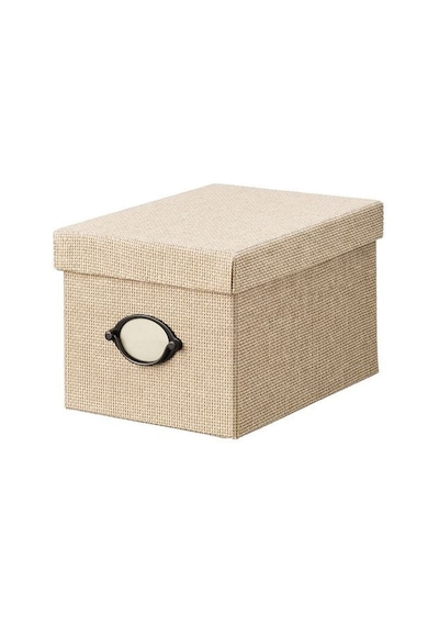 Ikea Kvarnvık Kapaklı Karton Depolama Kutusu 18 X 25 X 15 Cm Bej