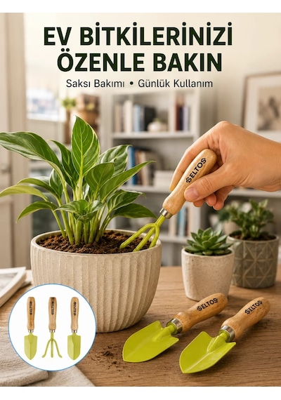 Ahşap Saplı Mini Bahçe El Aleti Seti Saksı Ve Çiçek Bakım Seti Mh-hs5425-2969