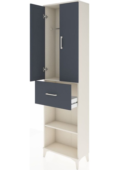 Arges Dolap 2 Raflı Tek Çekmeceli Tek Askılı 60x30x221 Aytaşı-antrasit Aytası