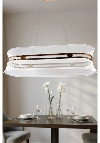 3 Renk Işıklı Modern Sarkıt Led Avize Kasa Salon,oda ,mutfak Yelken Yemekmasası Gold